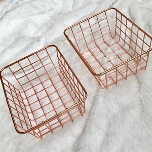 Rose Gold Wire Storage Baskets- Set of 2